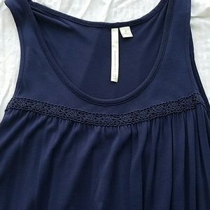 LC Lauren Conrad Navy Blue Ruffle Tunic Top